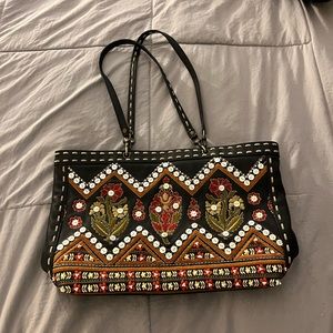 Isabella Fiore Leather Beaded Handbag
